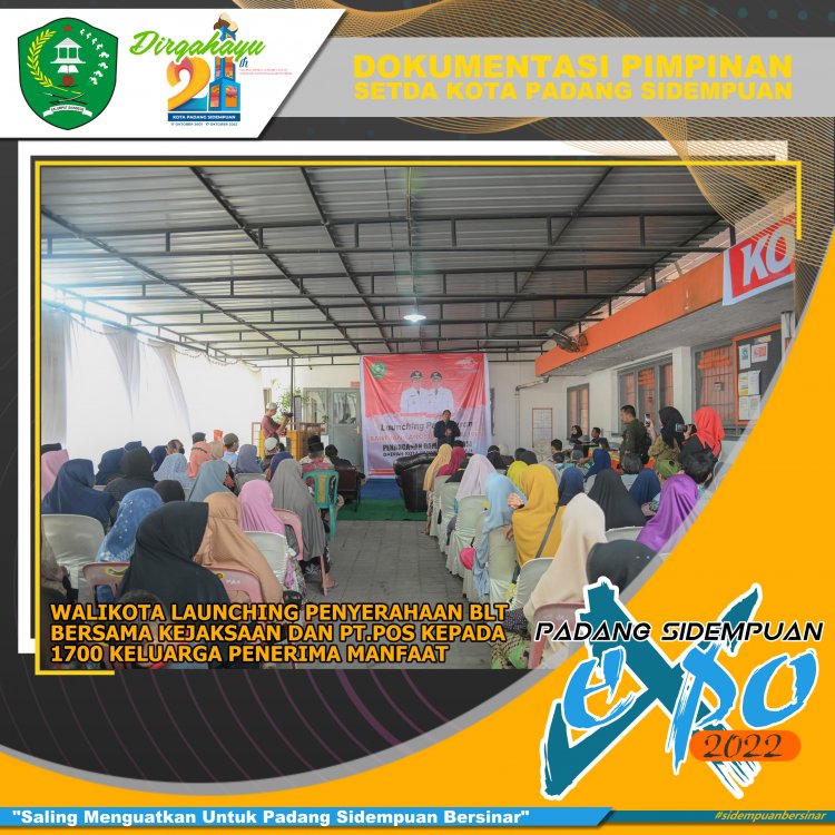 Wali Kota Padang Sidempuan Launching Penyerahan BLT Bersama Kejaksaan Negeri dan PT Pos kepada 1700 Keluarga Penerima Manfaat