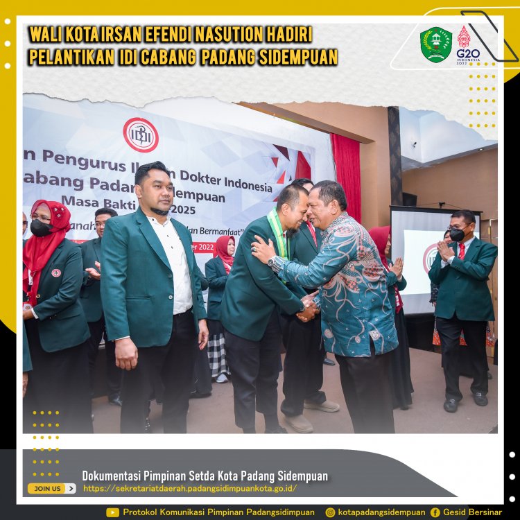 Wali Kota Irsan Efendi Nasution Saksikan Pelantikan Pengurus IDI Cabang Padang Sidempuan