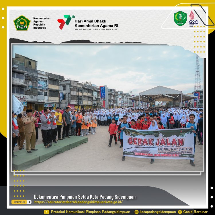 Meriahkan HAB ke 77 Kemenag Kota Padang Sidempuan Laksanakan Gerak jalan