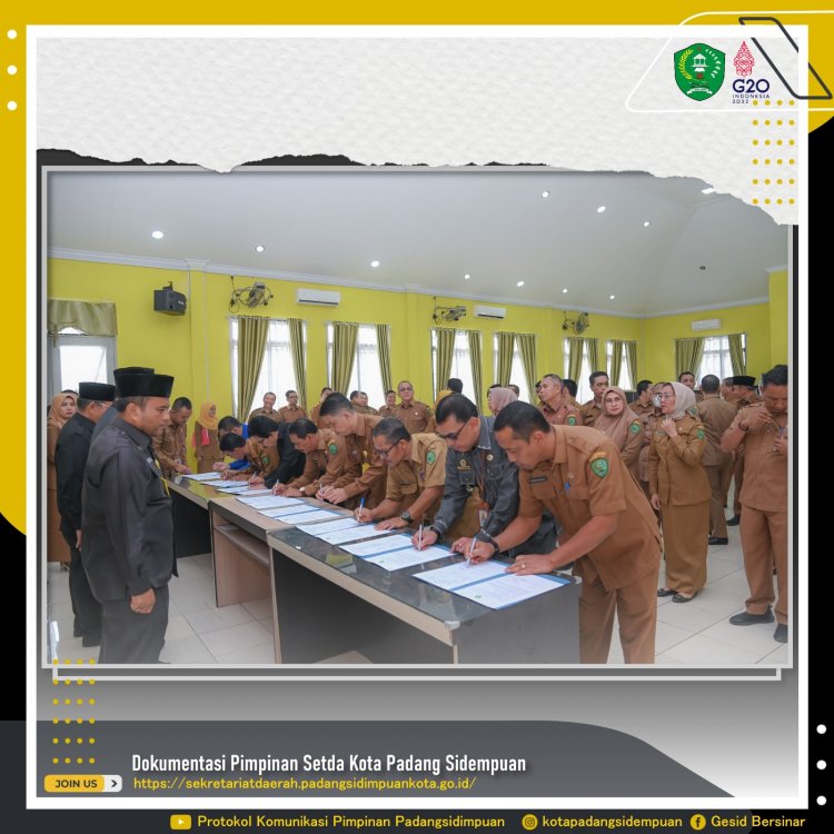 Seluruh Kepala Dinas maupun Kepala Perangkat Daerah, menandatangani dokumen Perjanjian Kinerja di hadapan Wako Irsan