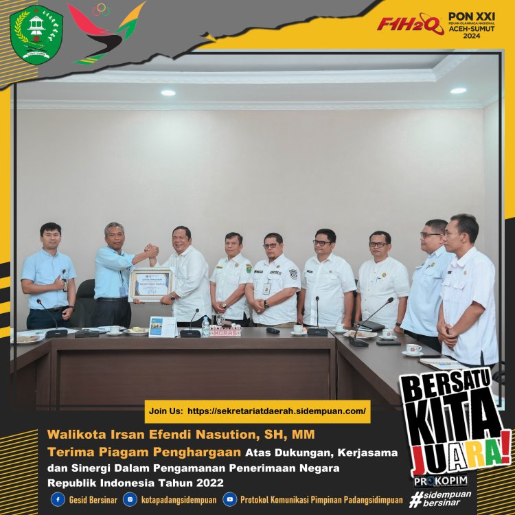 Capaian Penerimaan Pajak 100% Dua Tahun Berturut-Turut, Pemko Padang Sidempuan Diberi Penghargaan KPP Pratama